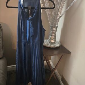 Allegra K Blue Pleated Midi Dress